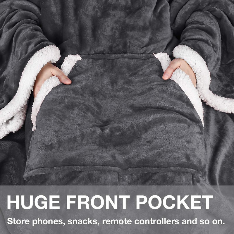 Catalonia Sherpa Wearable Blanket with Sleeves Arms, Super Soft Warm Comfy Large Fleece Plush Sleeved TV Throws Wrap Robe Blanket for Adult Women and Men - Image 3